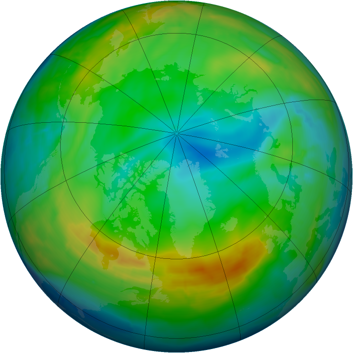 Arctic ozone map for 21 December 2013
